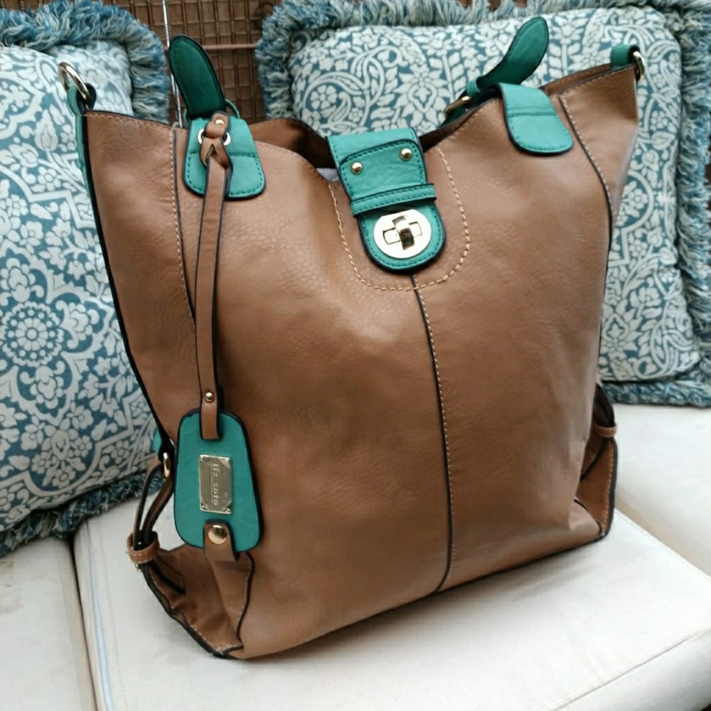 Liz Soto Tan/Turquoise 2-in-1 Tote